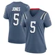 Dre'Mont Jones ＃5 New England Patriots Game Storm 2025 Rivalries Collection Jersey - Women's Blue