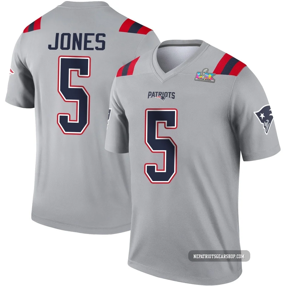 Dre'Mont Jones ＃5 New England Patriots Legend Inverted Super Bowl LX Patch Jersey - Men's Gray