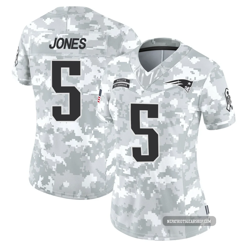 Dre'Mont Jones ＃5 New England Patriots Limited 2024 Salute to Service Jersey - Women's Arctic Camo