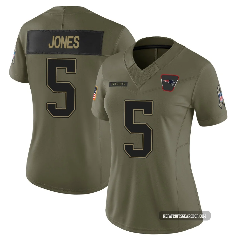 Dre'Mont Jones ＃5 New England Patriots Limited 2025 Salute to Service Jersey - Women's Olive