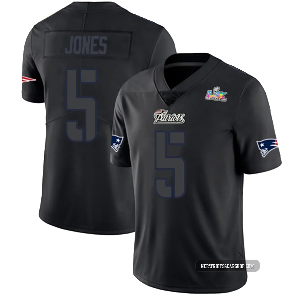 Dre'Mont Jones ＃5 New England Patriots Limited Super Bowl LX Patch Jersey - Men's Black Impact