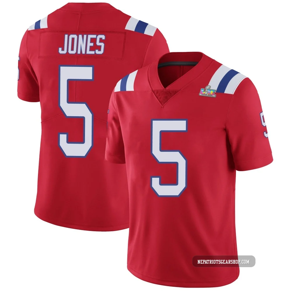 Dre'Mont Jones ＃5 New England Patriots Limited Vapor Untouchable Alternate Super Bowl LX Patch Jersey - Men's Red