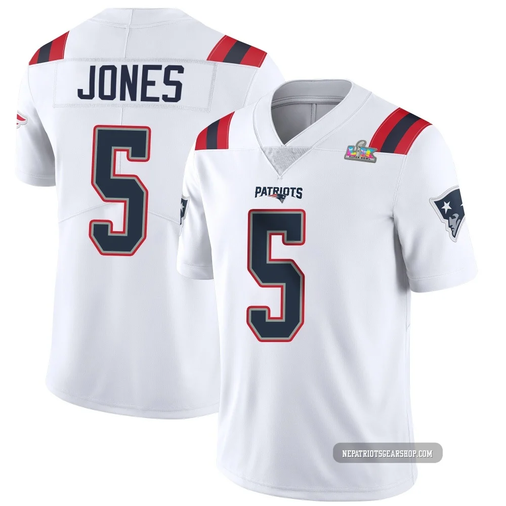 Dre'Mont Jones ＃5 New England Patriots Limited Vapor Untouchable Super Bowl LX Patch Jersey - Youth White