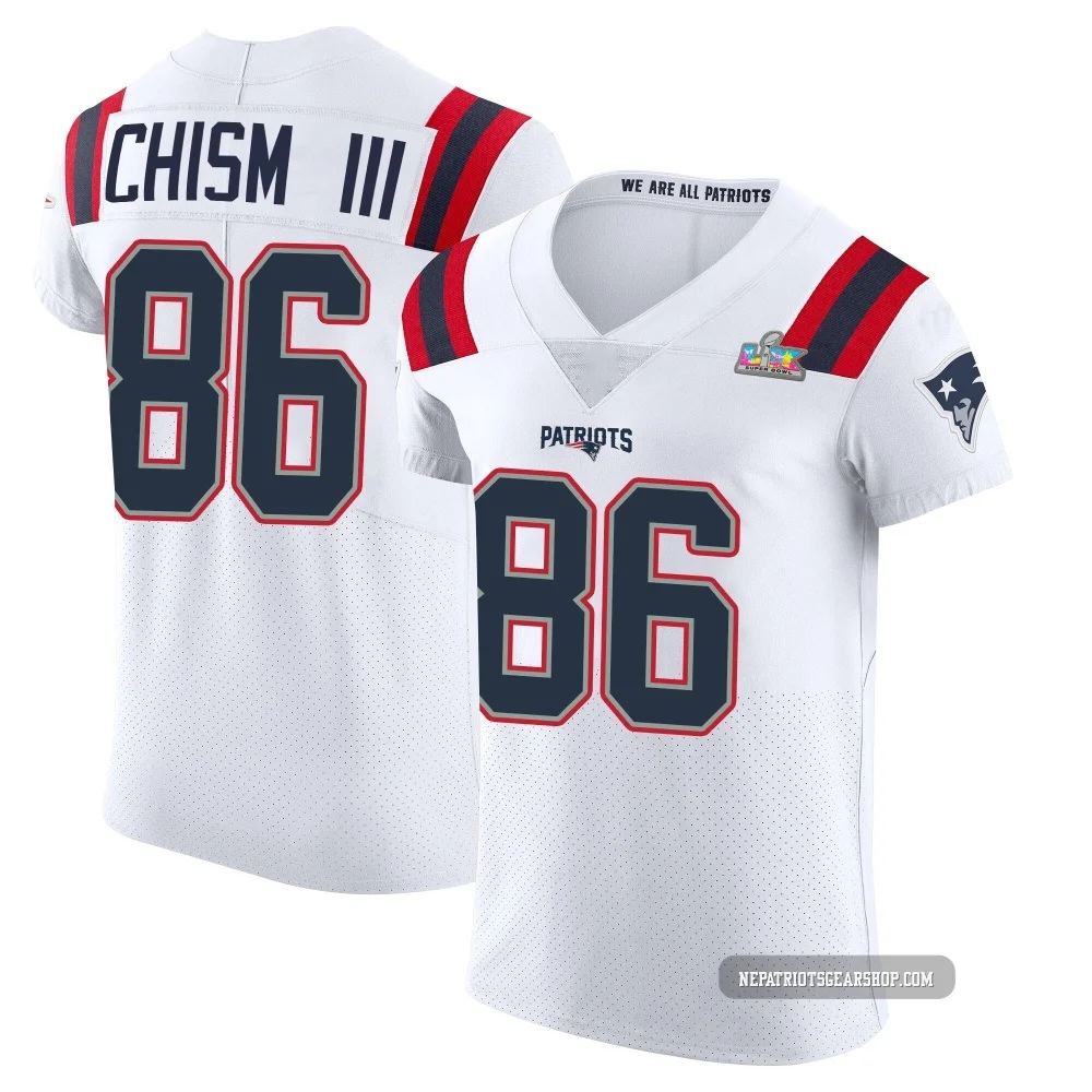 Efton Chism III ＃86 New England Patriots Elite Vapor Untouchable Super Bowl LX Patch Jersey - Men's White