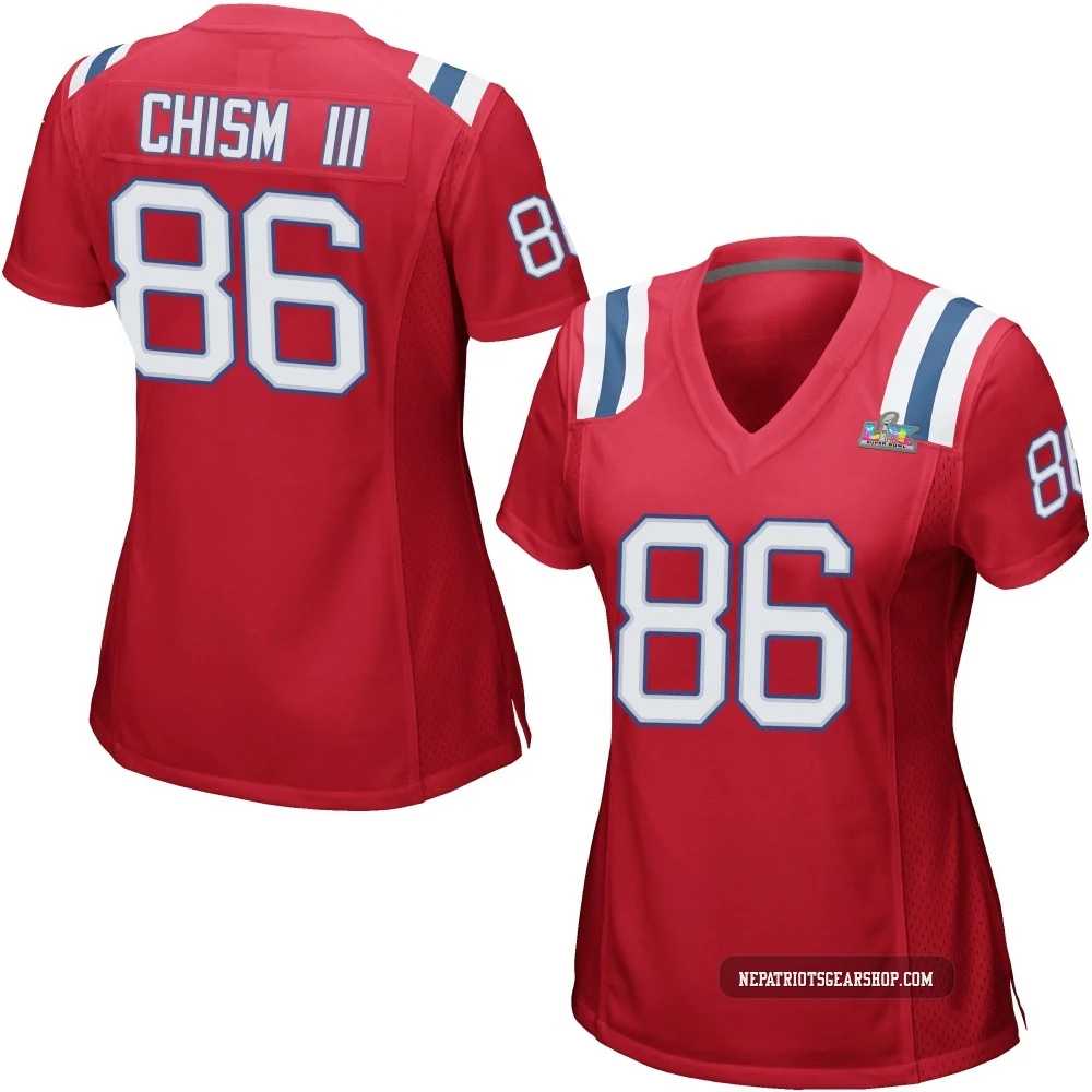 Efton Chism III ＃86 New England Patriots Game Alternate Super Bowl LX Patch Jersey - Women's Red