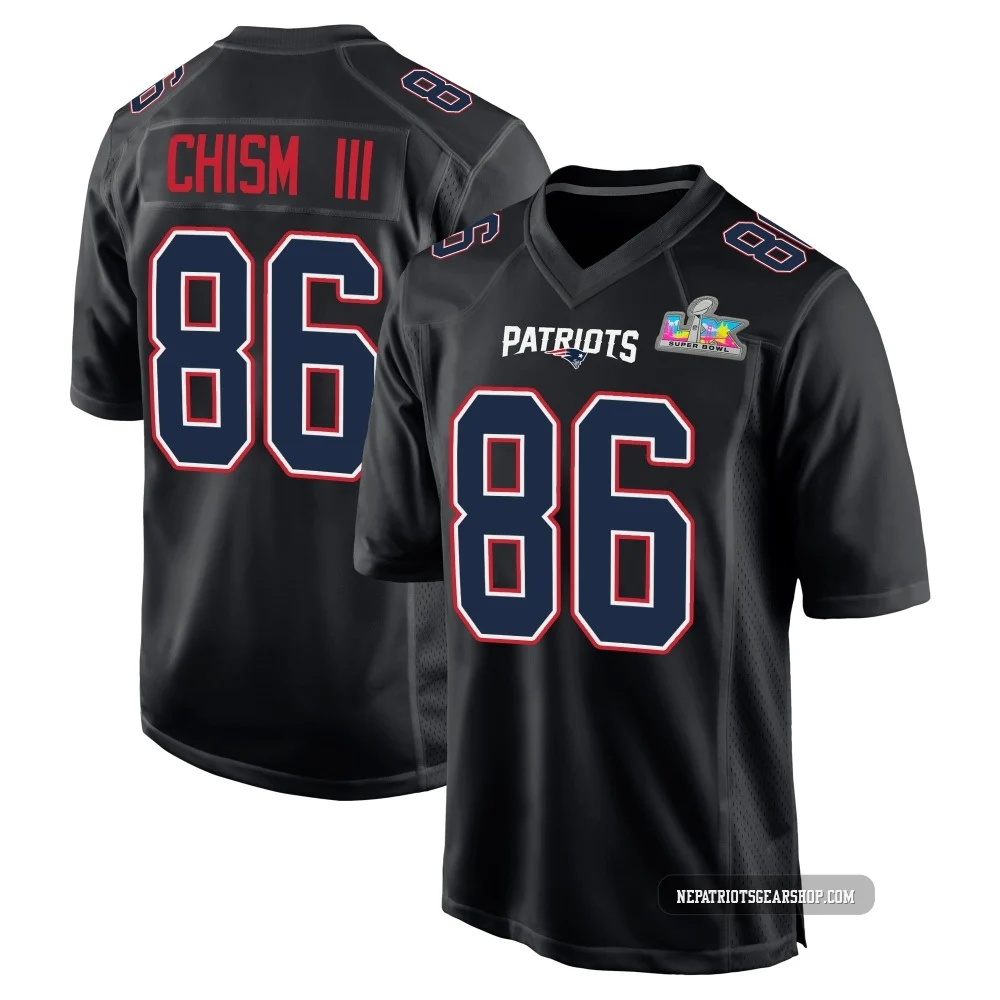 Efton Chism III ＃86 New England Patriots Game Carbon Fashion Super Bowl LX Patch Jersey - Youth Black