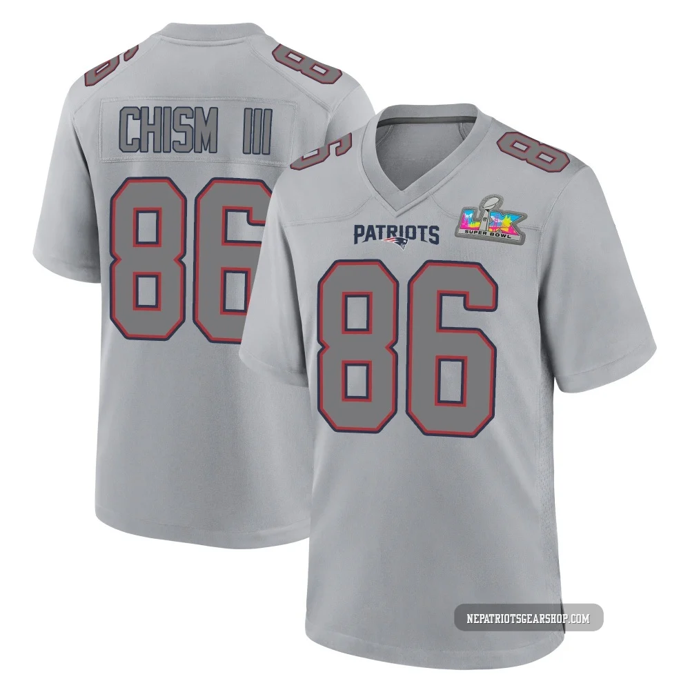 Efton Chism III ＃86 New England Patriots Game Silver Atmosphere Fashion Super Bowl LX Patch Jersey - Men's