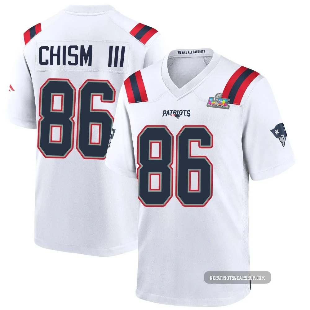 Efton Chism III ＃86 New England Patriots Game Super Bowl LX Patch Jersey - Men's White