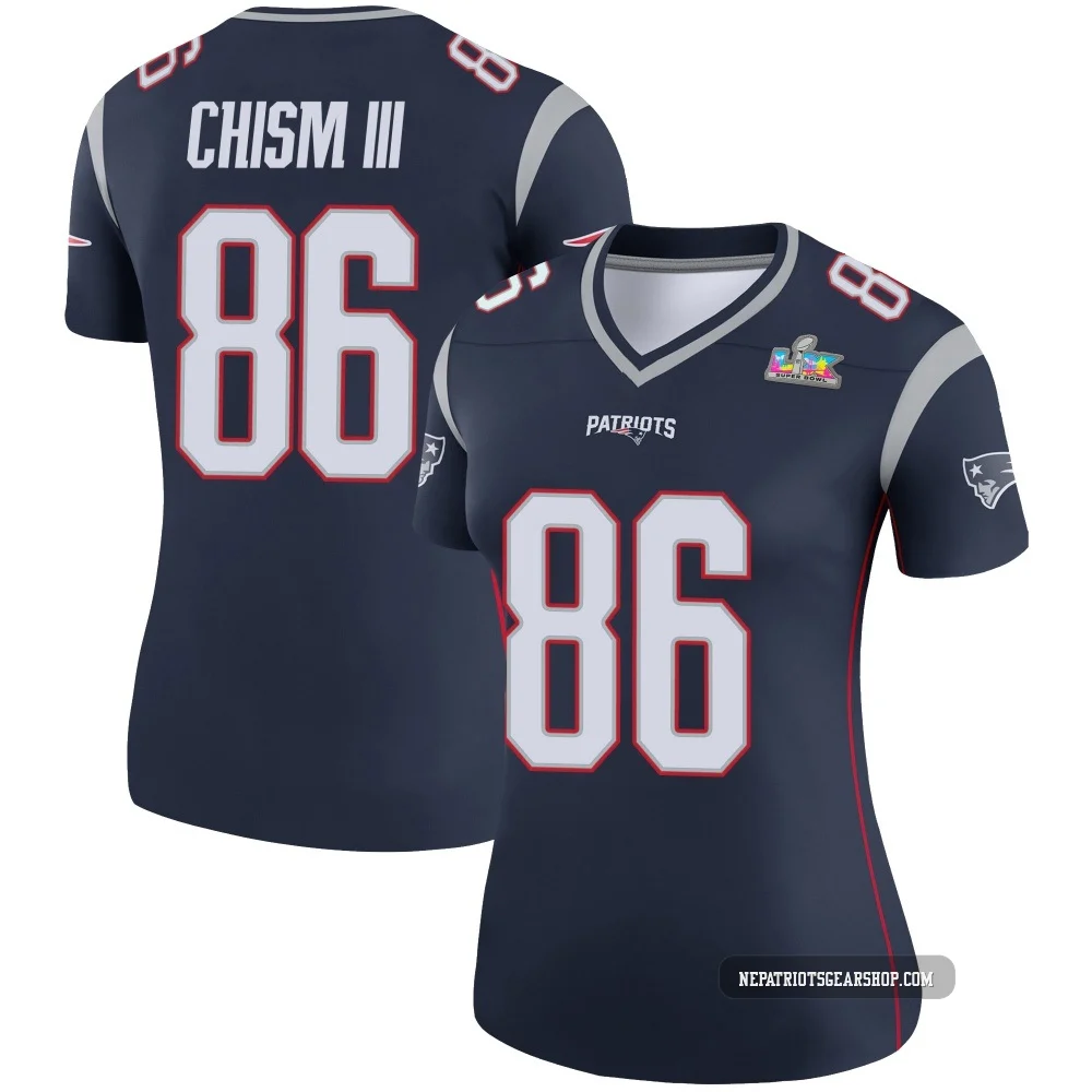 Efton Chism III ＃86 New England Patriots Legend Super Bowl LX Patch Jersey - Women's Navy