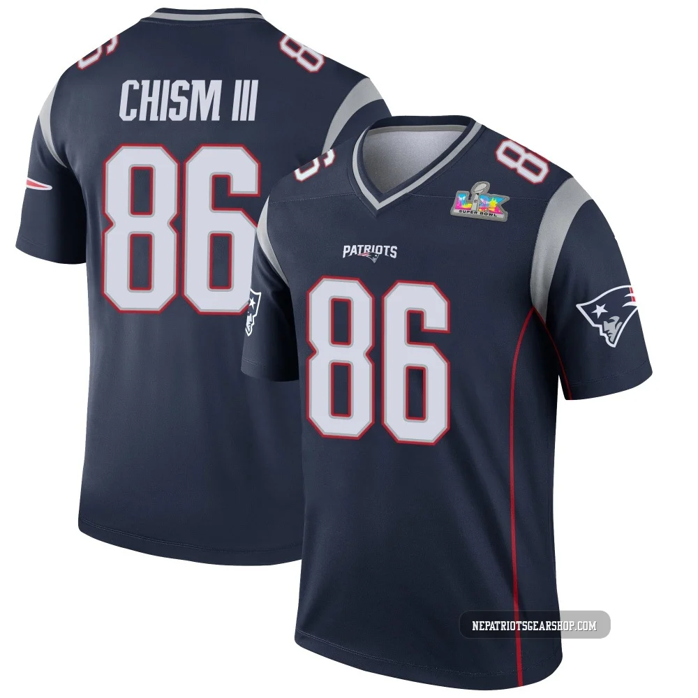 Efton Chism III ＃86 New England Patriots Legend Super Bowl LX Patch Jersey - Youth Navy