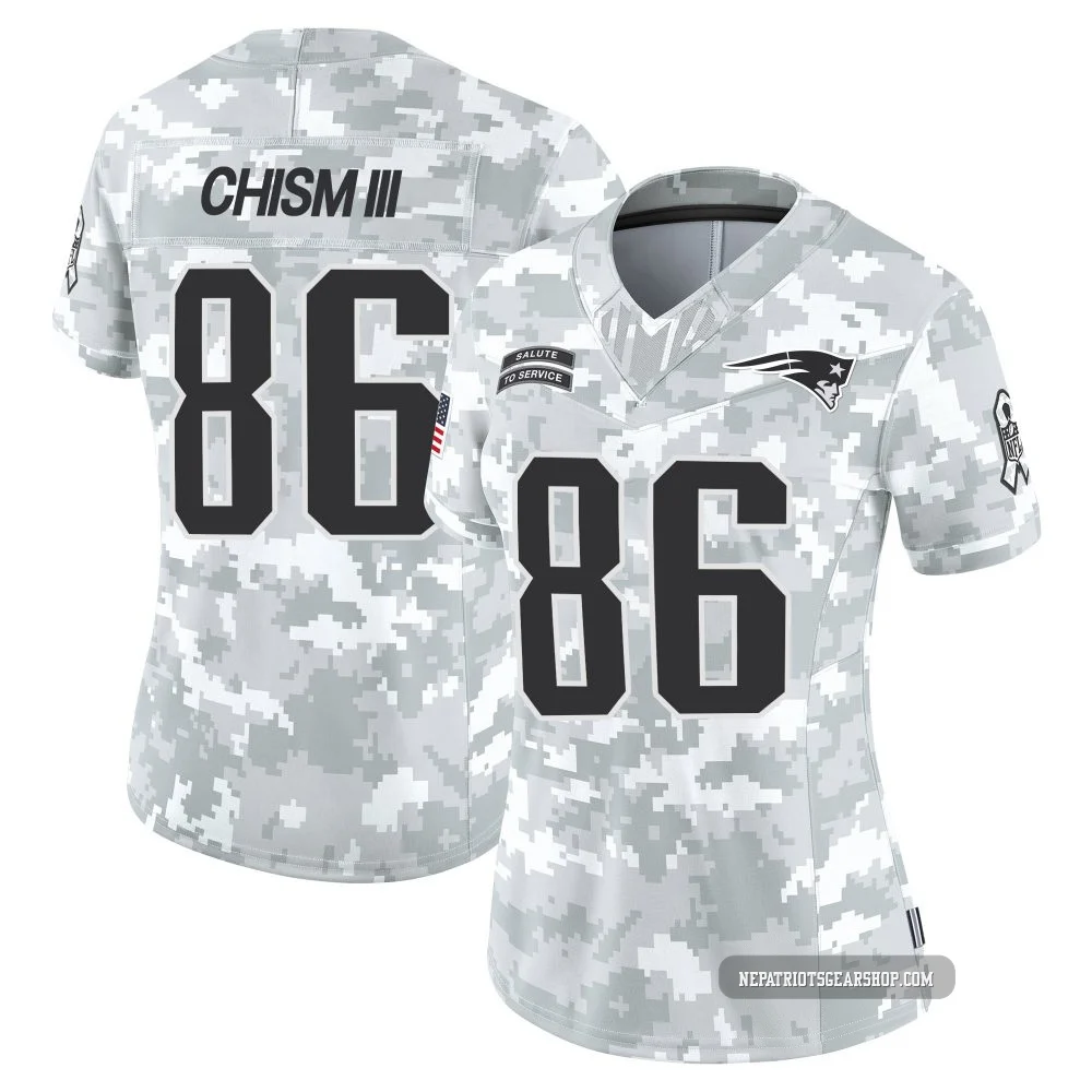 Efton Chism III ＃86 New England Patriots Limited 2024 Salute to Service Jersey - Women's Arctic Camo