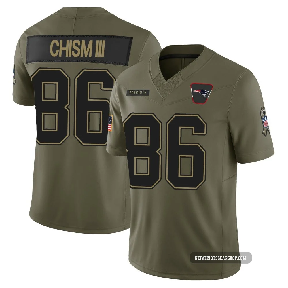 Efton Chism III ＃86 New England Patriots Limited 2025 Salute to Service Jersey - Youth Olive