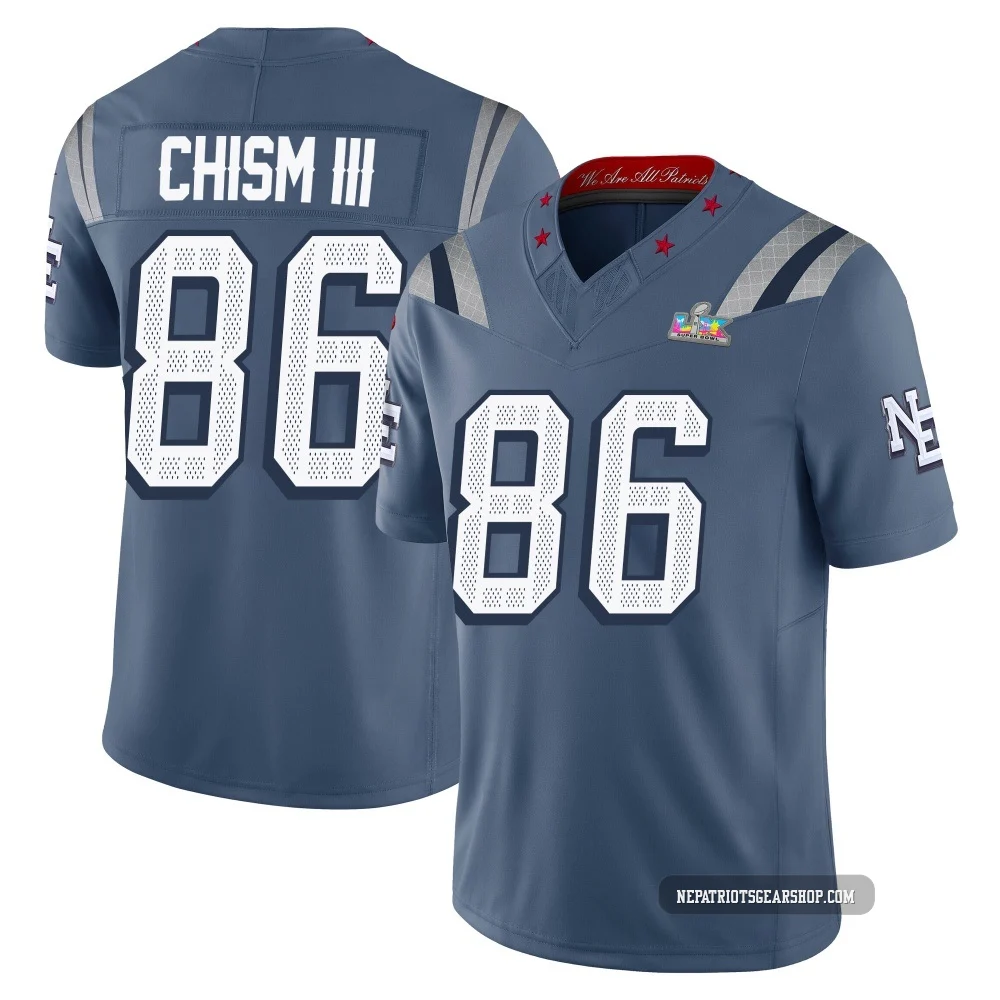 Efton Chism III ＃86 New England Patriots Limited Storm 2025 Rivalries Collection Super Bowl LX Patch Jersey - Men's Blue