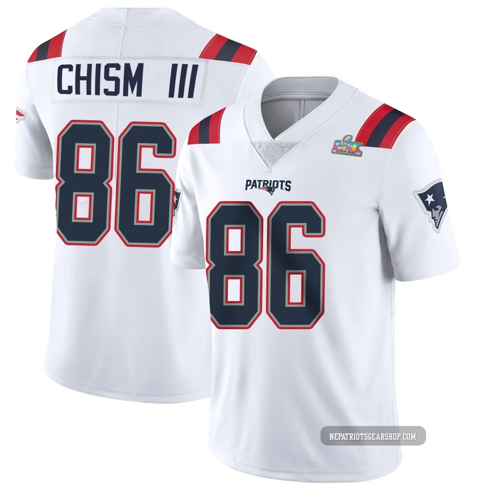 Efton Chism III ＃86 New England Patriots Limited Vapor Untouchable Super Bowl LX Patch Jersey - Men's White