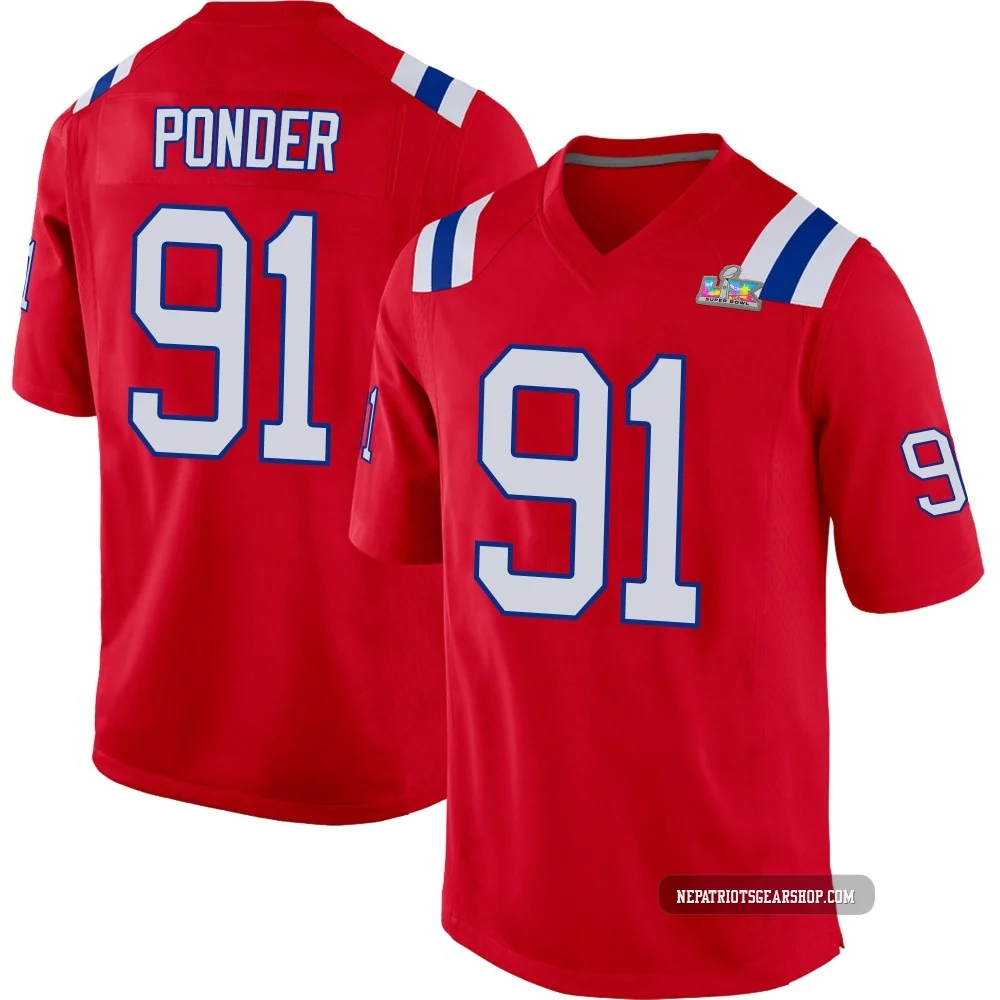 Elijah Ponder ＃91 New England Patriots Game Alternate Super Bowl LX Patch Jersey - Men's Red
