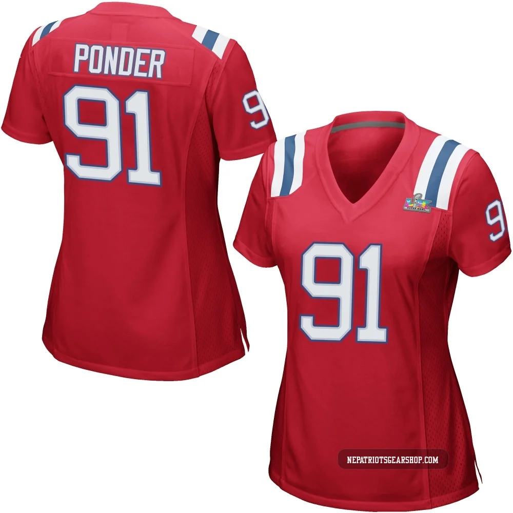 Elijah Ponder ＃91 New England Patriots Game Alternate Super Bowl LX Patch Jersey - Women's Red