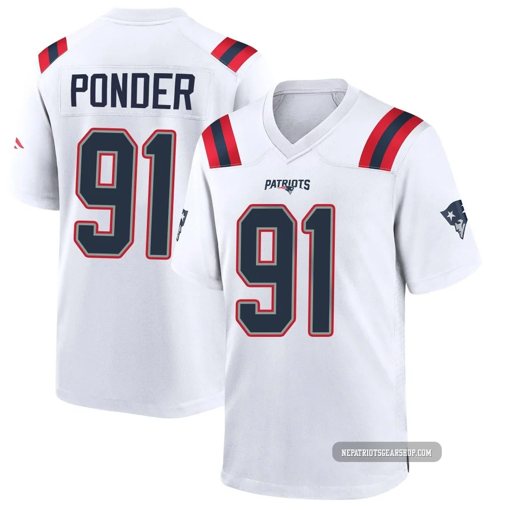 Elijah Ponder ＃91 New England Patriots Game Jersey - Men's White