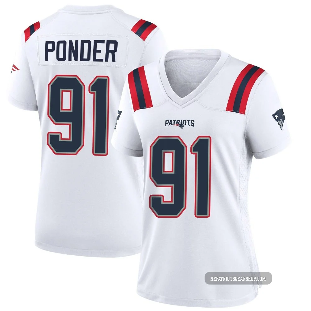 Elijah Ponder ＃91 New England Patriots Game Jersey - Women's White