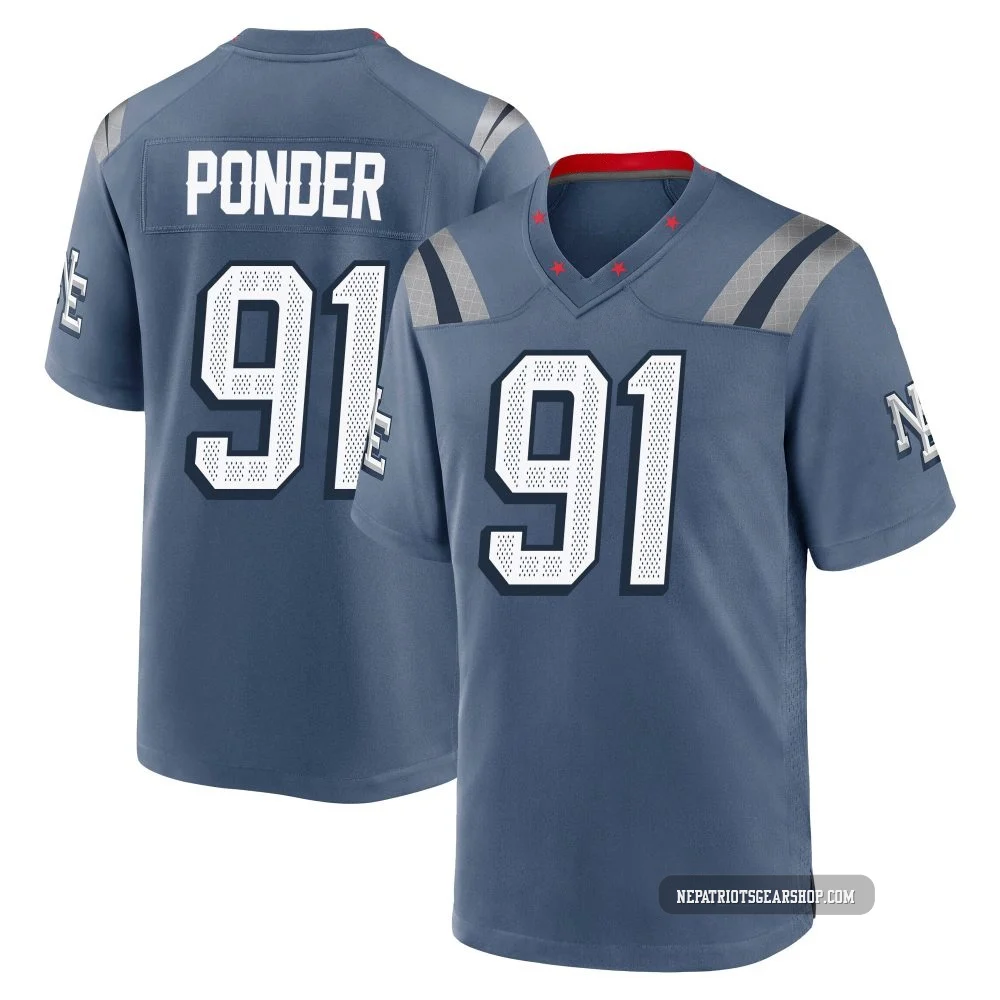 Elijah Ponder ＃91 New England Patriots Game Storm 2025 Rivalries Collection Jersey - Youth Blue