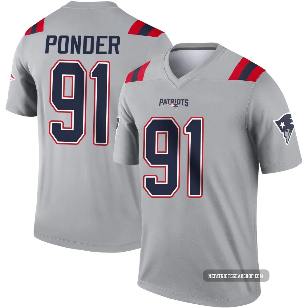 Elijah Ponder ＃91 New England Patriots Legend Inverted Jersey - Youth Gray