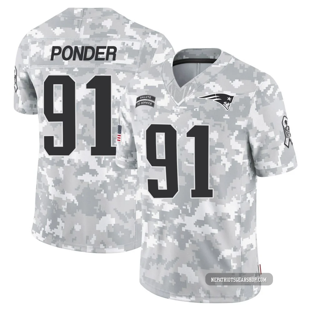 Elijah Ponder ＃91 New England Patriots Limited 2024 Salute to Service Jersey - Men's Arctic Camo