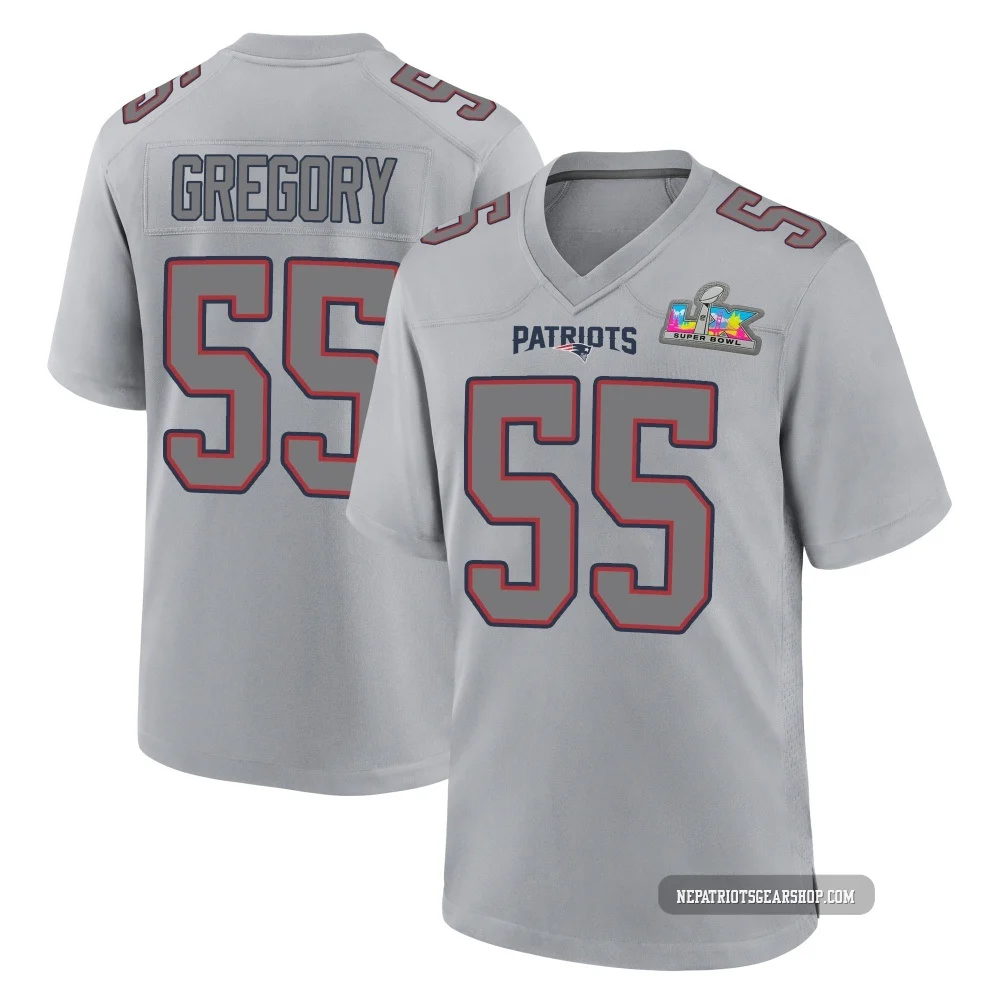 Eric Gregory ＃55 New England Patriots Game Silver Atmosphere Fashion Super Bowl LX Patch Jersey - Men's