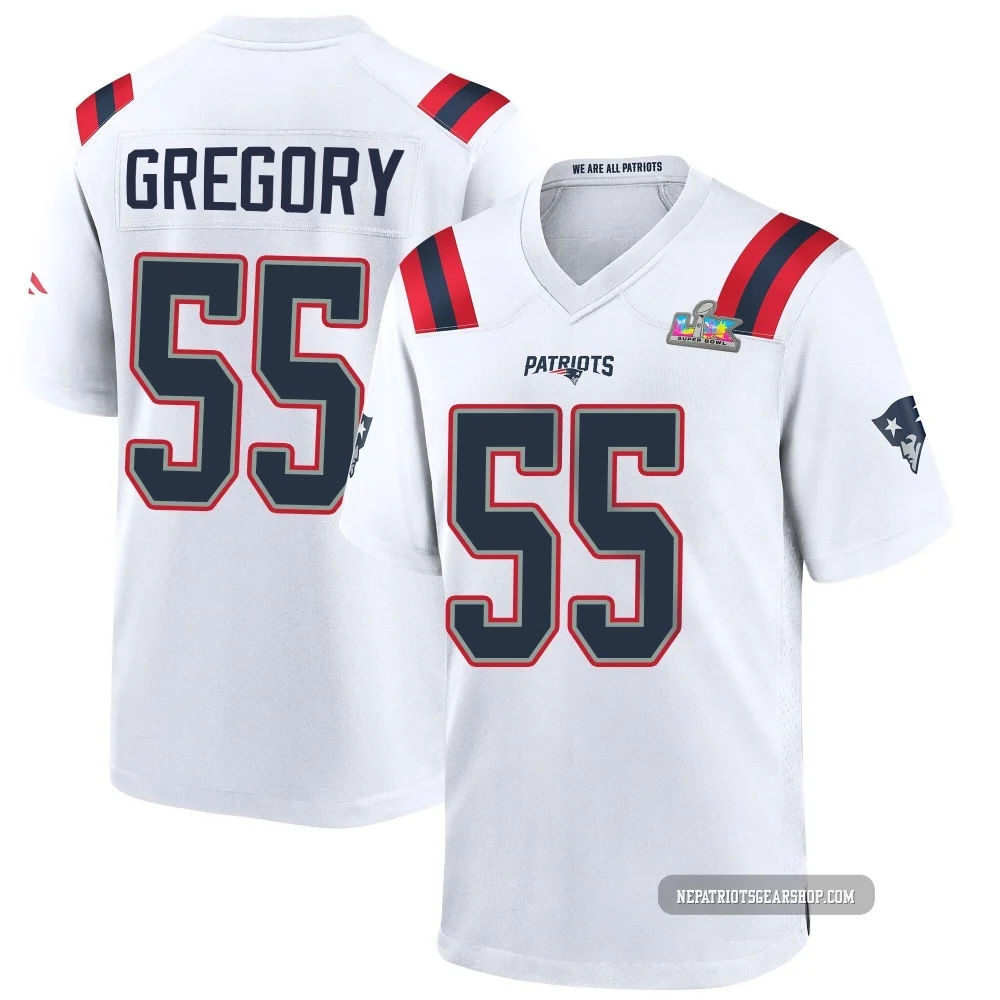 Eric Gregory ＃55 New England Patriots Game Super Bowl LX Patch Jersey - Men's White