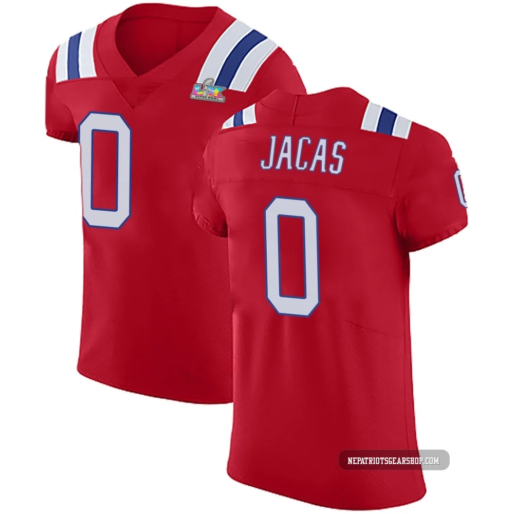 Gabe Jacas ＃0 New England Patriots Elite Vapor Untouchable Alternate Super Bowl LX Patch Jersey - Men's Red