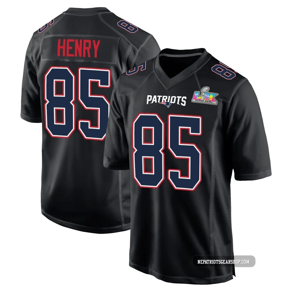 Hunter Henry ＃85 New England Patriots Game Carbon Fashion Super Bowl LX Patch Jersey - Men's Black