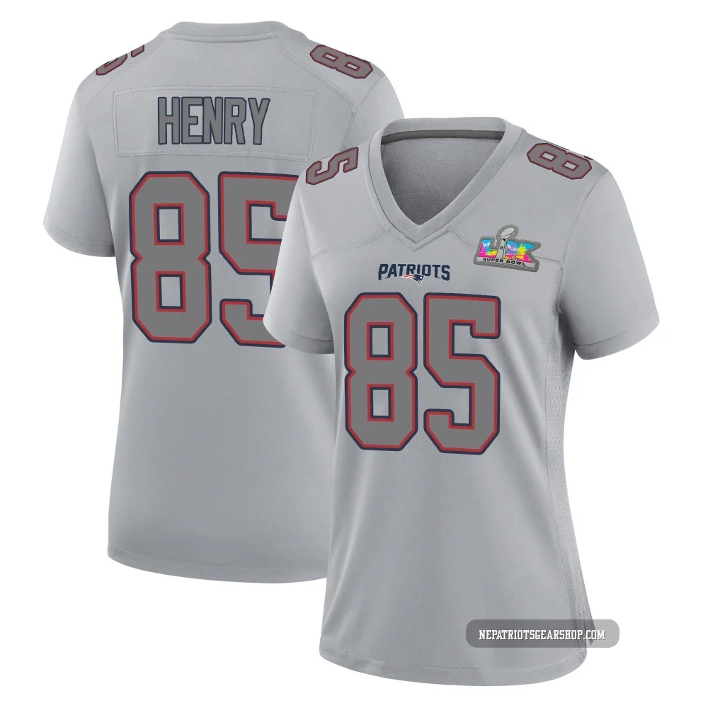 Hunter Henry ＃85 New England Patriots Game Silver Atmosphere Fashion Super Bowl LX Patch Jersey - Women's