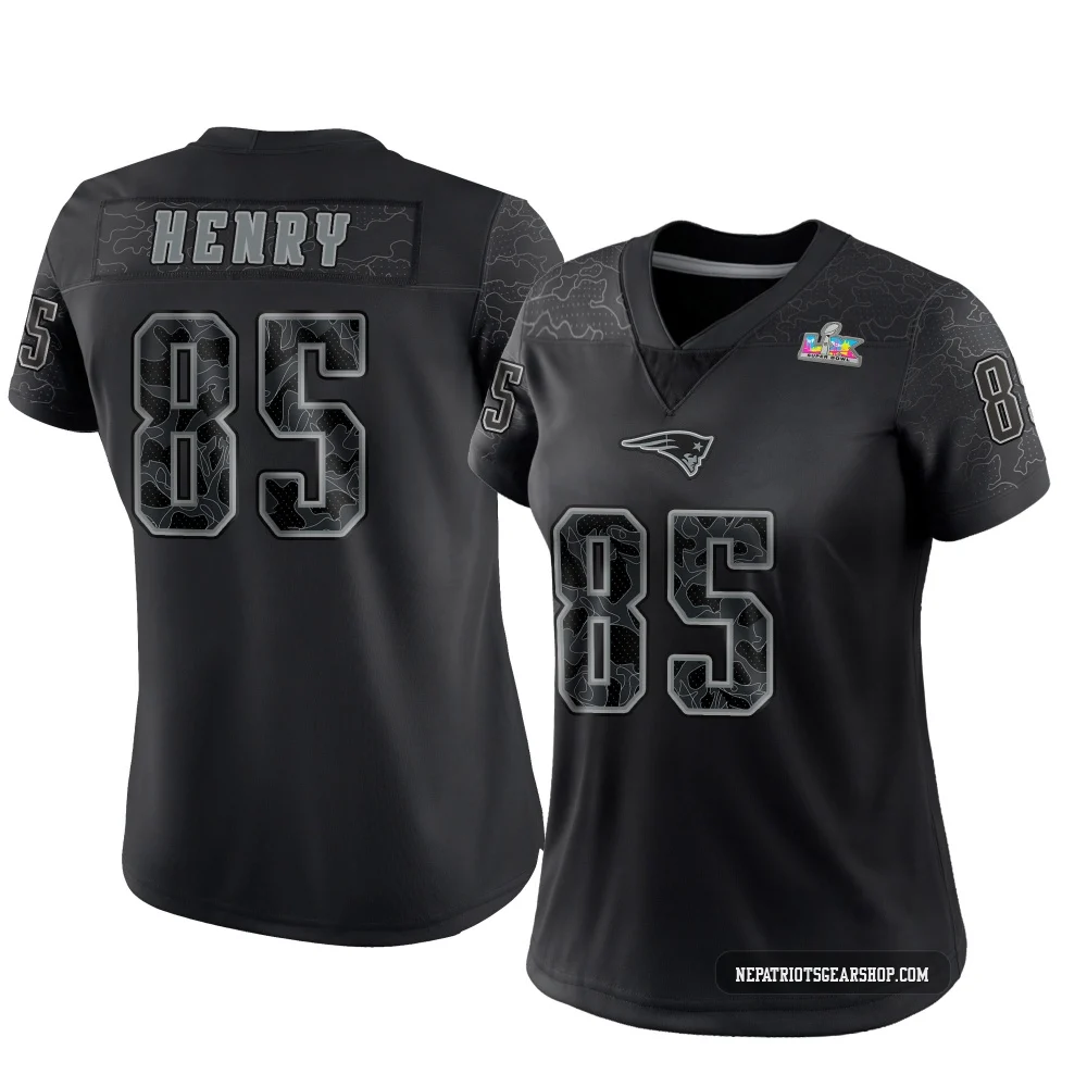 Hunter Henry ＃85 New England Patriots Limited Reflective Super Bowl LX Patch Jersey - Women's Black