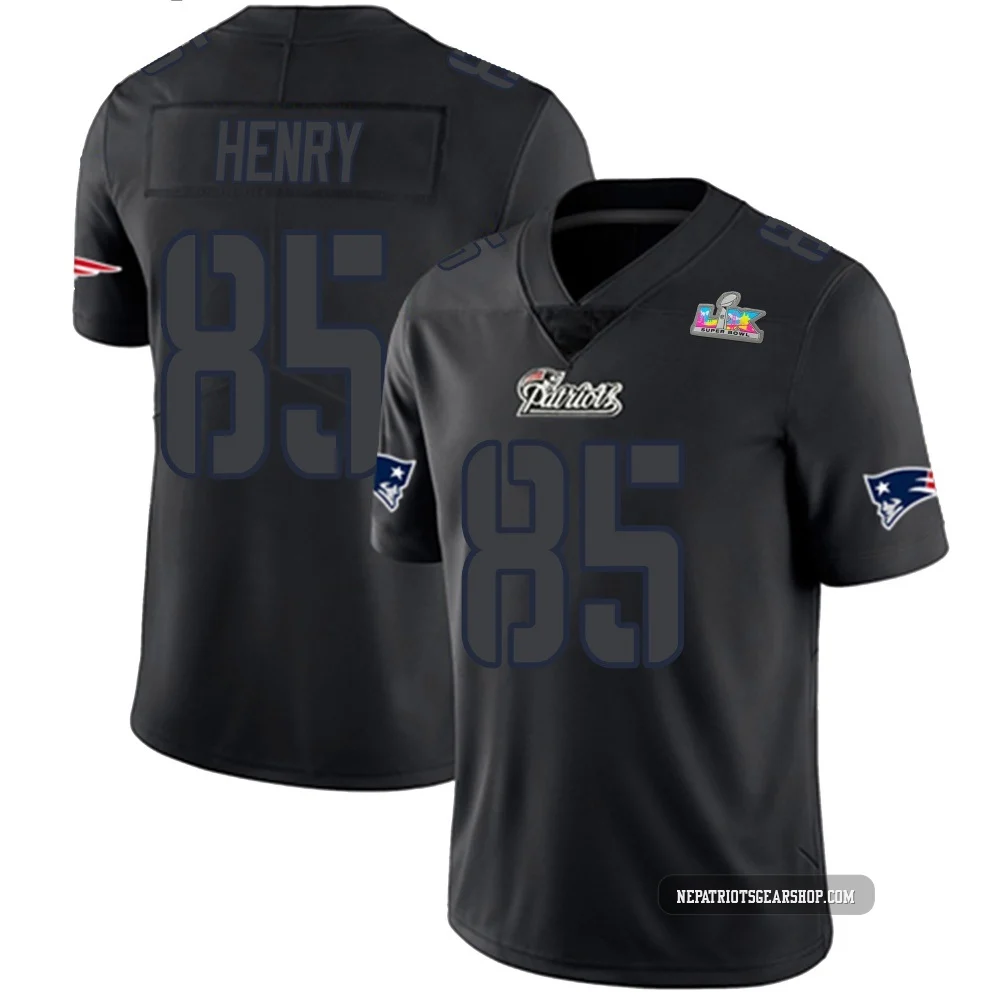 Hunter Henry ＃85 New England Patriots Limited Super Bowl LX Patch Jersey - Men's Black Impact