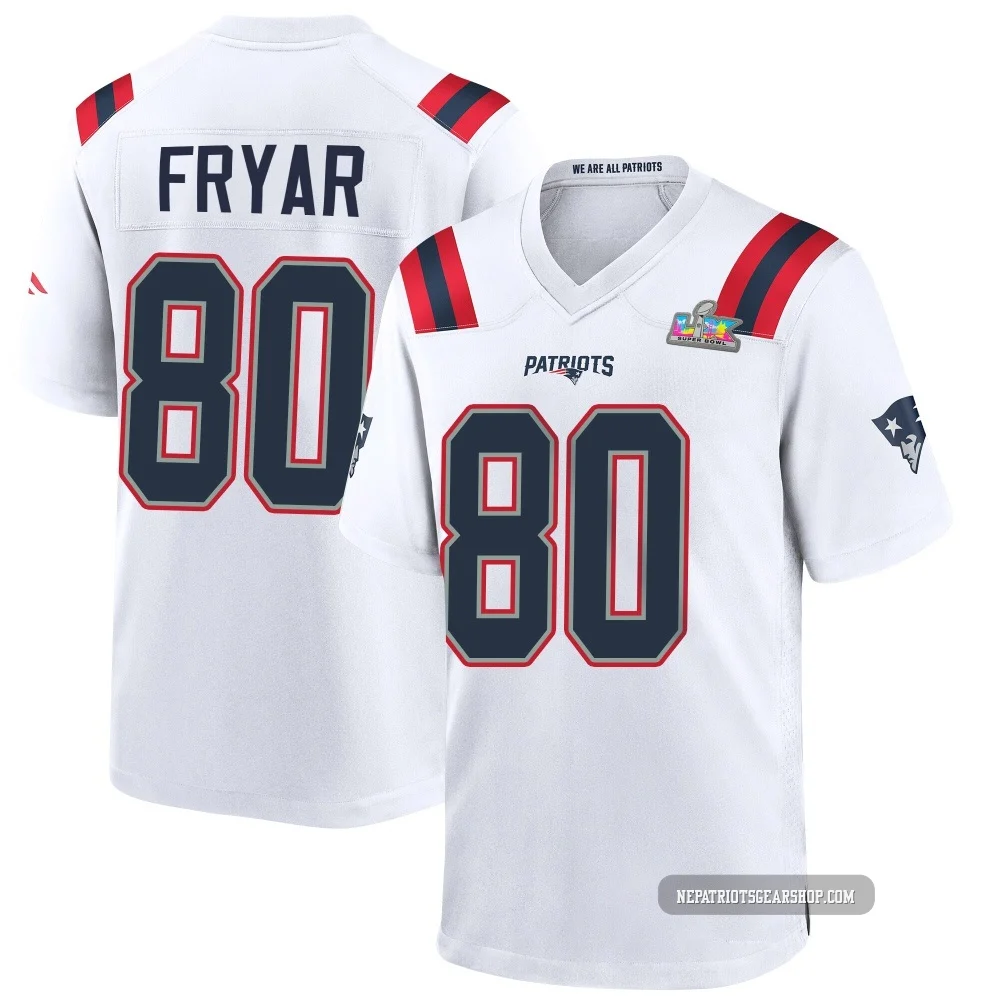 Irving Fryar ＃80 New England Patriots Game Super Bowl LX Patch Jersey - Youth White