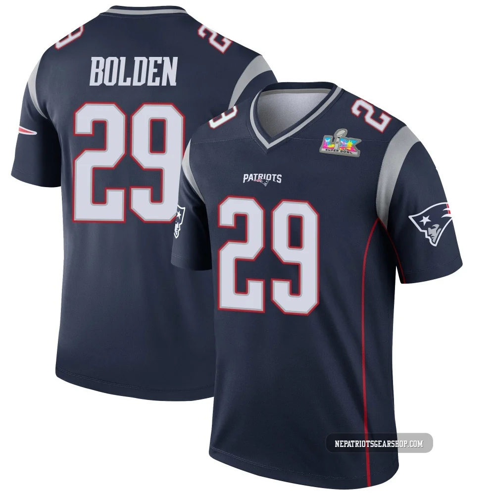 Isaiah Bolden ＃29 New England Patriots Legend Super Bowl LX Patch Jersey - Youth Navy