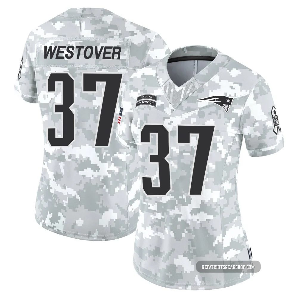 Jack Westover ＃37 New England Patriots Limited 2024 Salute to Service Jersey - Women's Arctic Camo