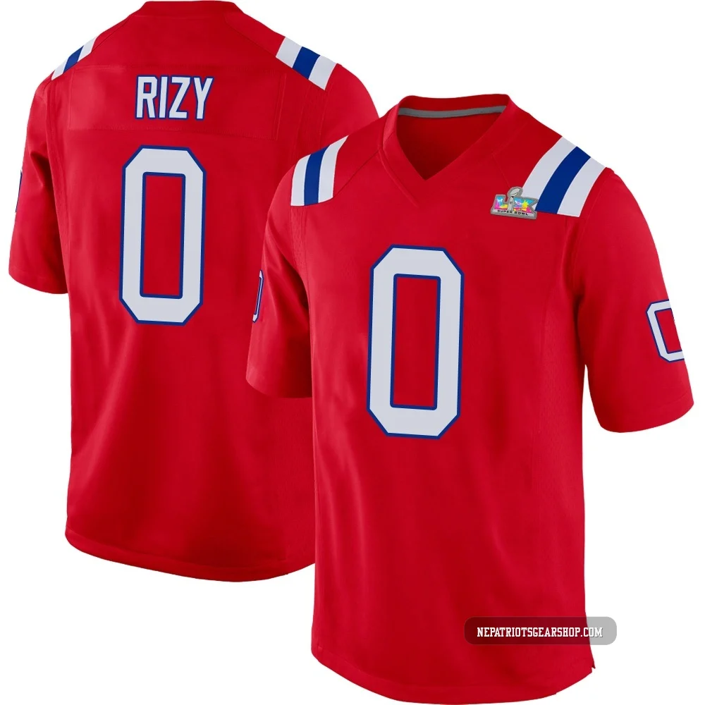 Jacob Rizy ＃0 New England Patriots Game Alternate Super Bowl LX Patch Jersey - Men's Red