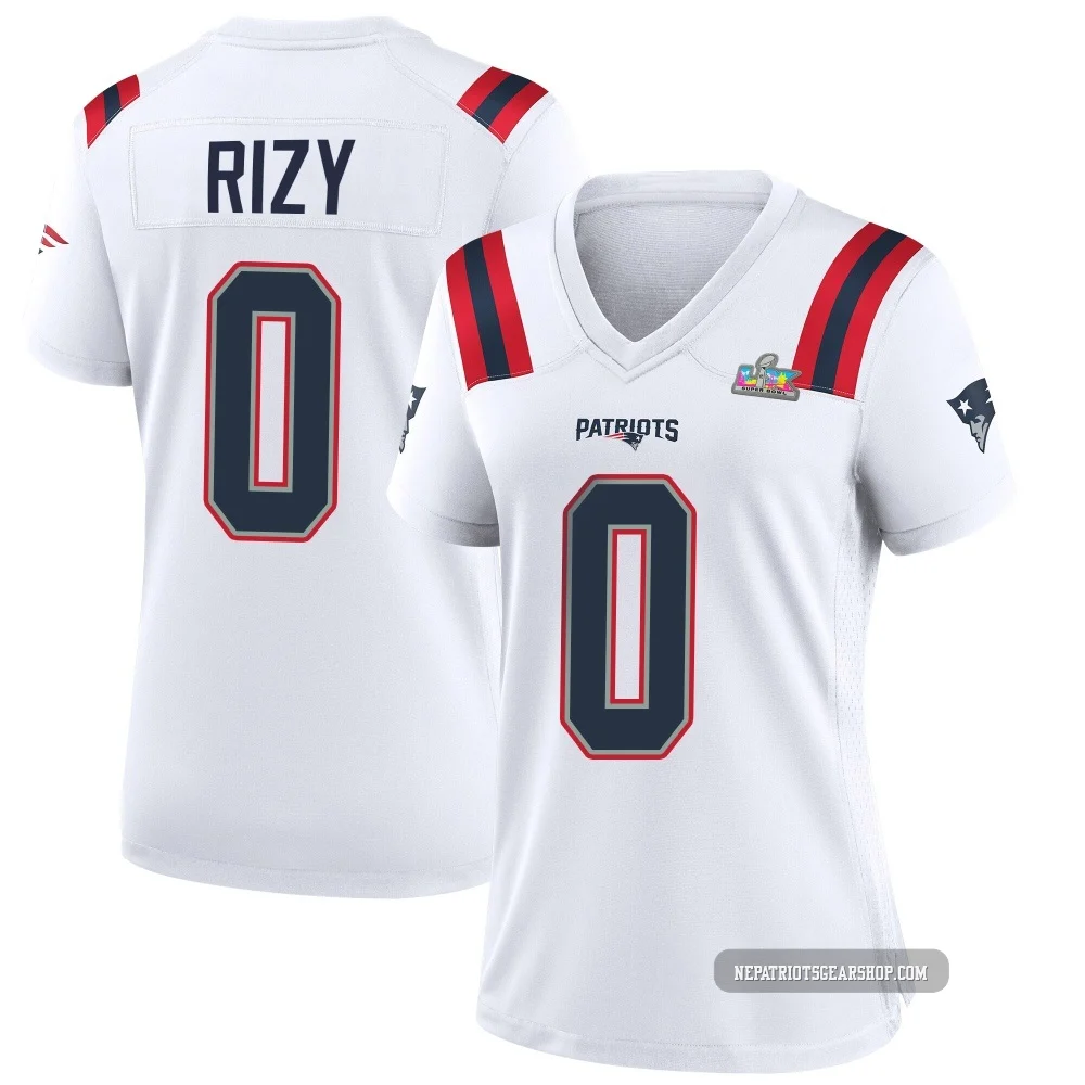 Jacob Rizy ＃0 New England Patriots Game Super Bowl LX Patch Jersey - Women's White