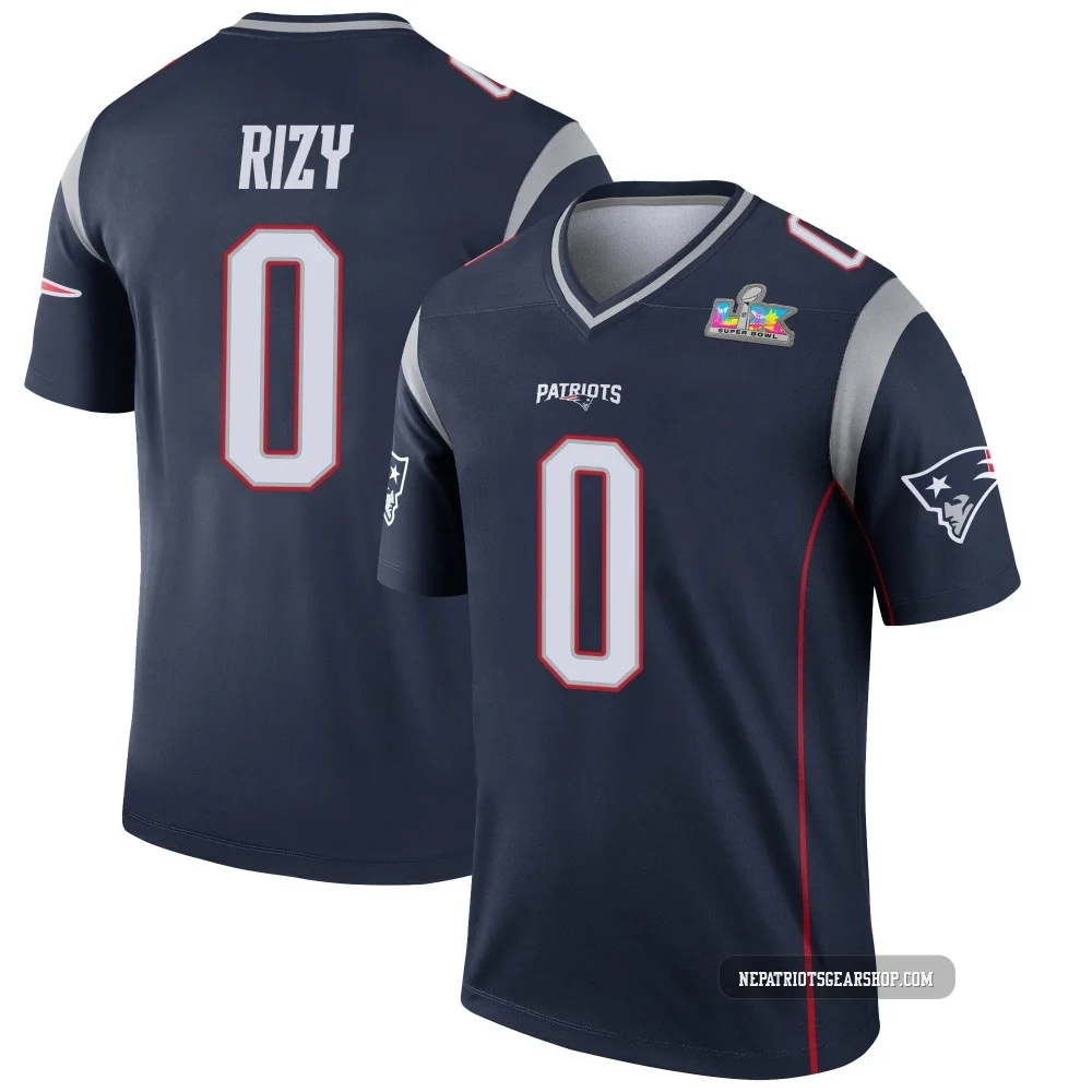 Jacob Rizy ＃0 New England Patriots Legend Super Bowl LX Patch Jersey - Men's Navy