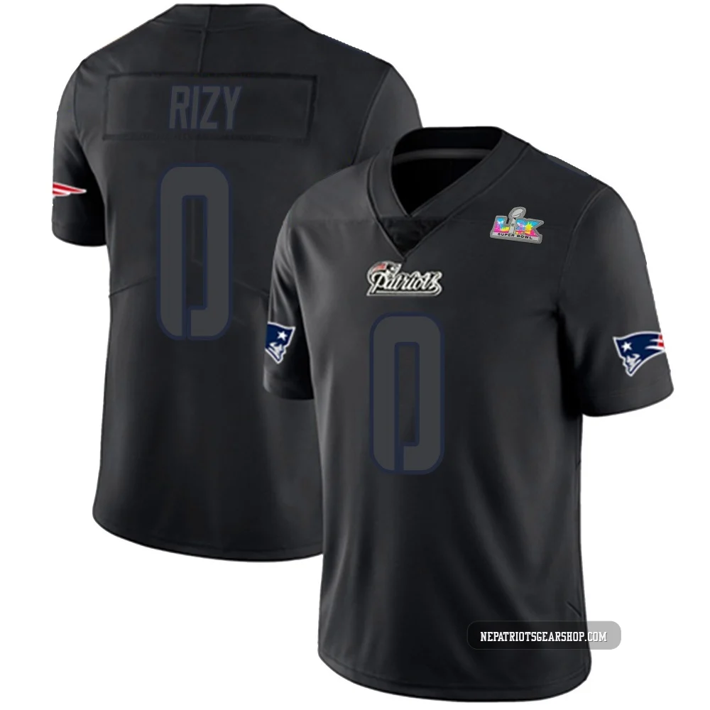 Jacob Rizy ＃0 New England Patriots Limited Super Bowl LX Patch Jersey - Men's Black Impact