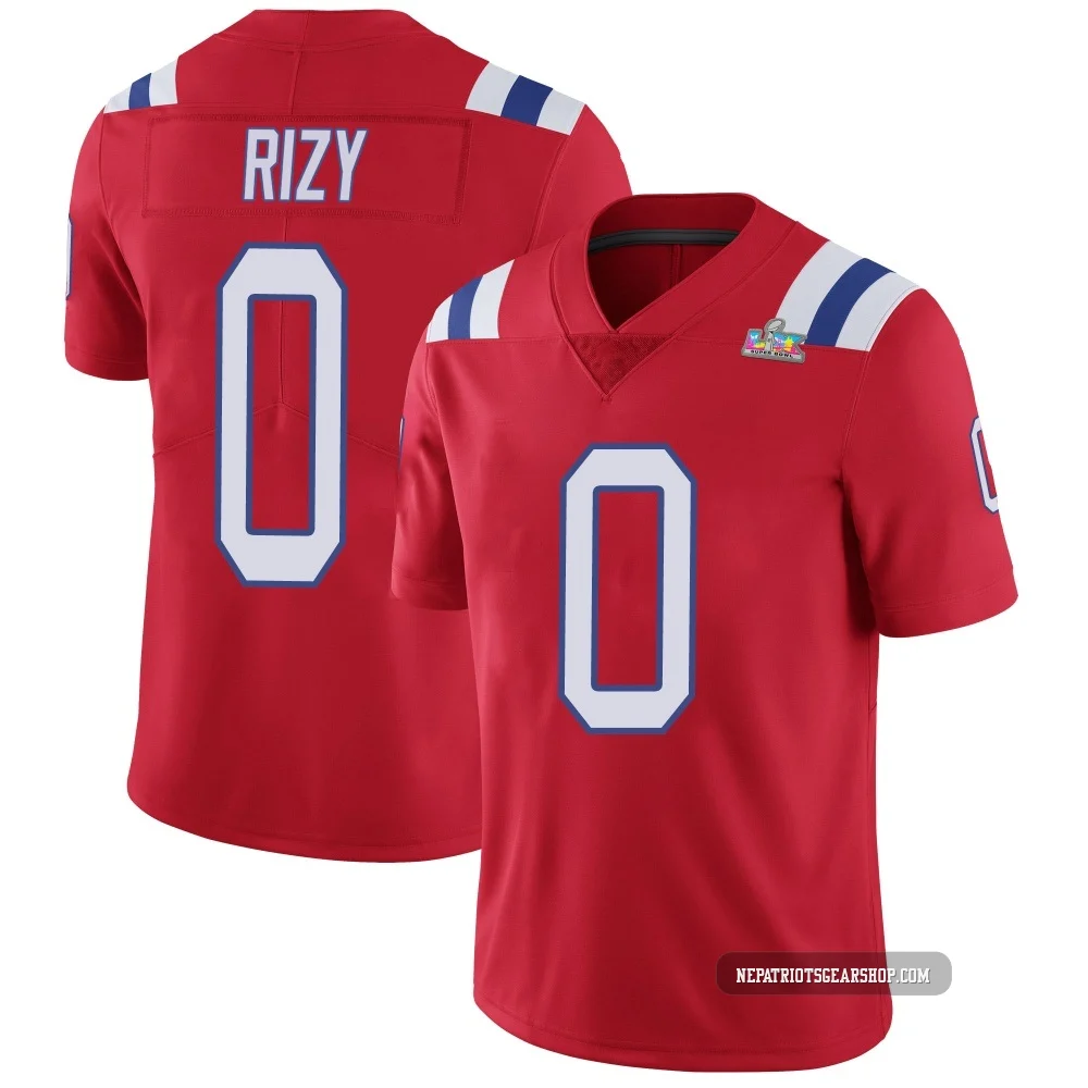 Jacob Rizy ＃0 New England Patriots Limited Vapor Untouchable Alternate Super Bowl LX Patch Jersey - Youth Red