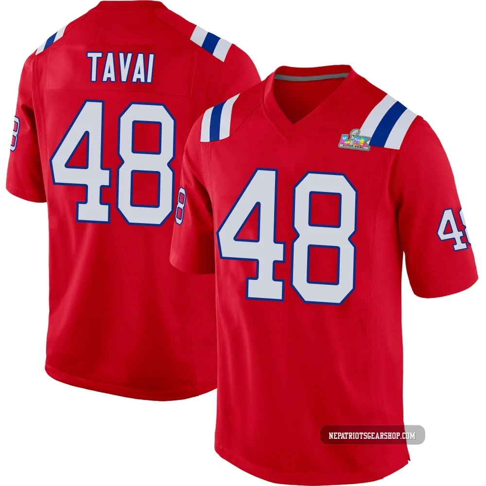 Jahlani Tavai ＃48 New England Patriots Game Alternate Super Bowl LX Patch Jersey - Men's Red