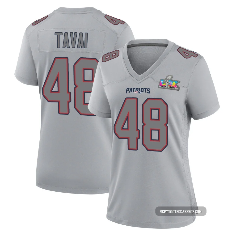 Jahlani Tavai ＃48 New England Patriots Game Silver Atmosphere Fashion Super Bowl LX Patch Jersey - Women's