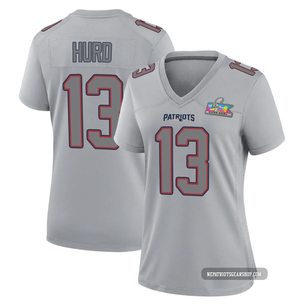 Jalen Hurd ＃13 New England Patriots Game Silver Atmosphere Fashion Super Bowl LX Patch Jersey - Women's