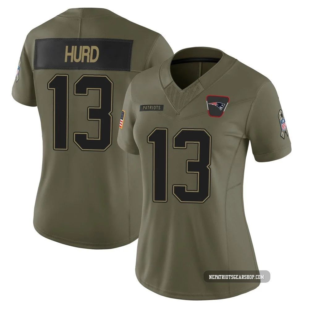 Jalen Hurd ＃13 New England Patriots Limited 2025 Salute to Service Jersey - Women's Olive