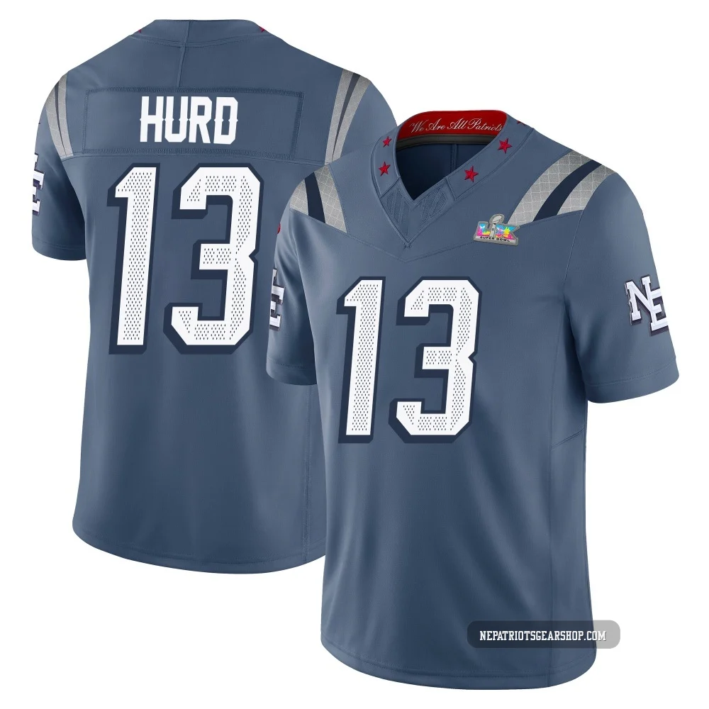 Jalen Hurd ＃13 New England Patriots Limited Storm 2025 Rivalries Collection Super Bowl LX Patch Jersey - Men's Blue
