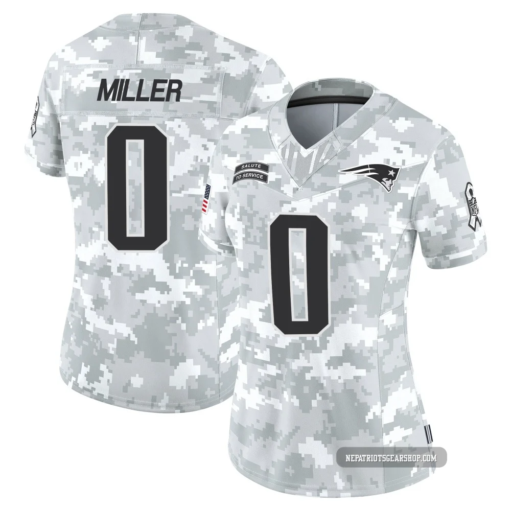 Jam Miller ＃0 New England Patriots Limited 2024 Salute to Service Jersey - Women's Arctic Camo