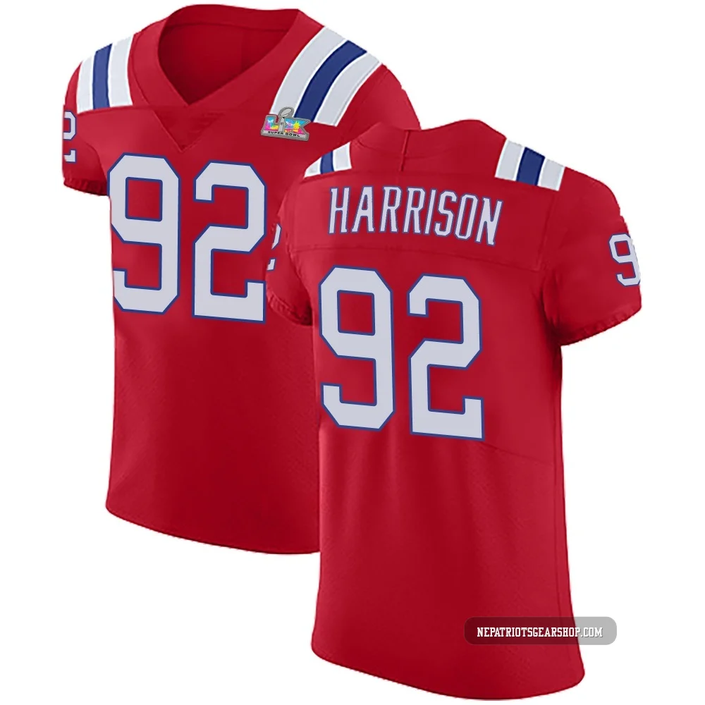 James Harrison ＃92 New England Patriots Elite Vapor Untouchable Alternate Super Bowl LX Patch Jersey - Men's Red