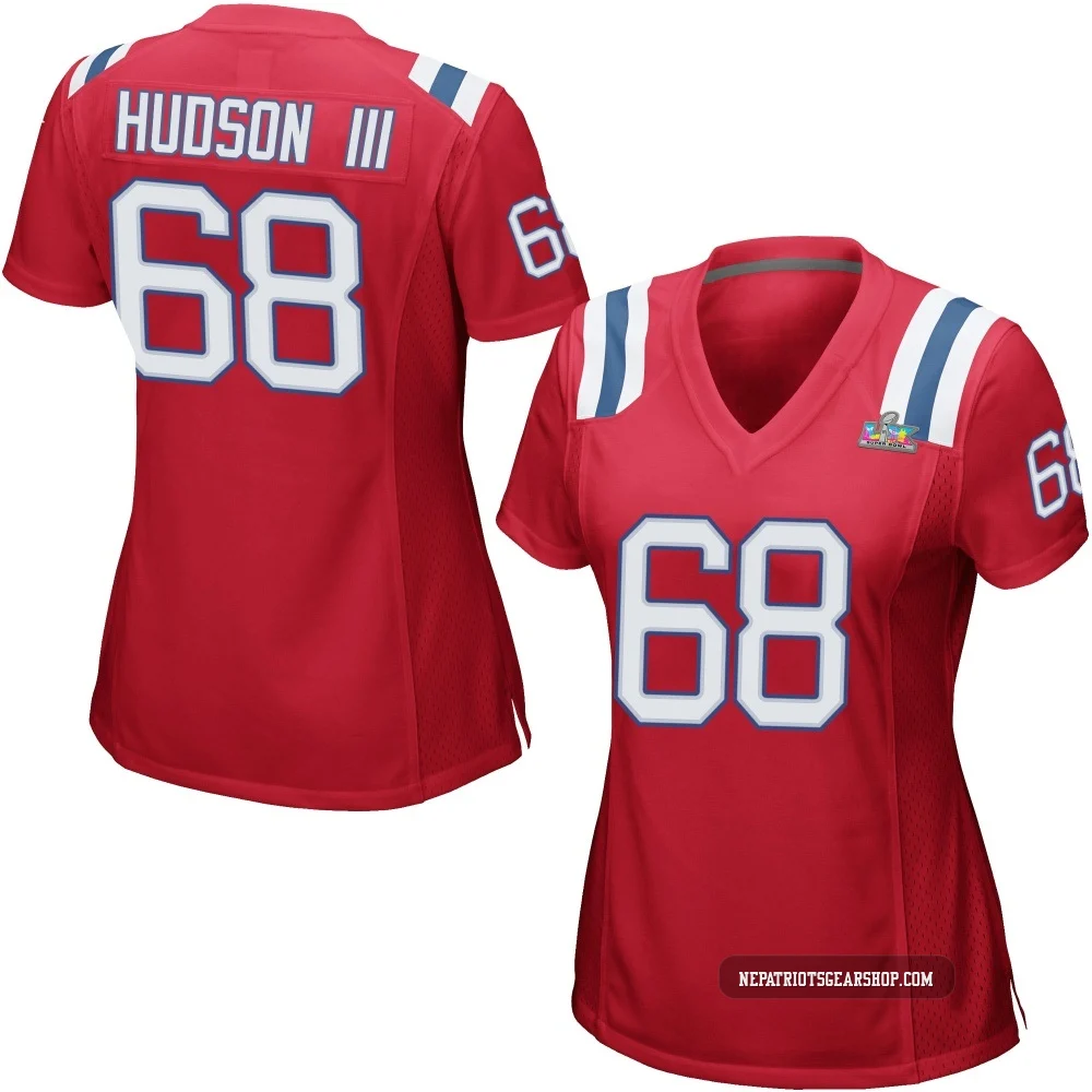 James Hudson III ＃68 New England Patriots Game Alternate Super Bowl LX Patch Jersey - Women's Red