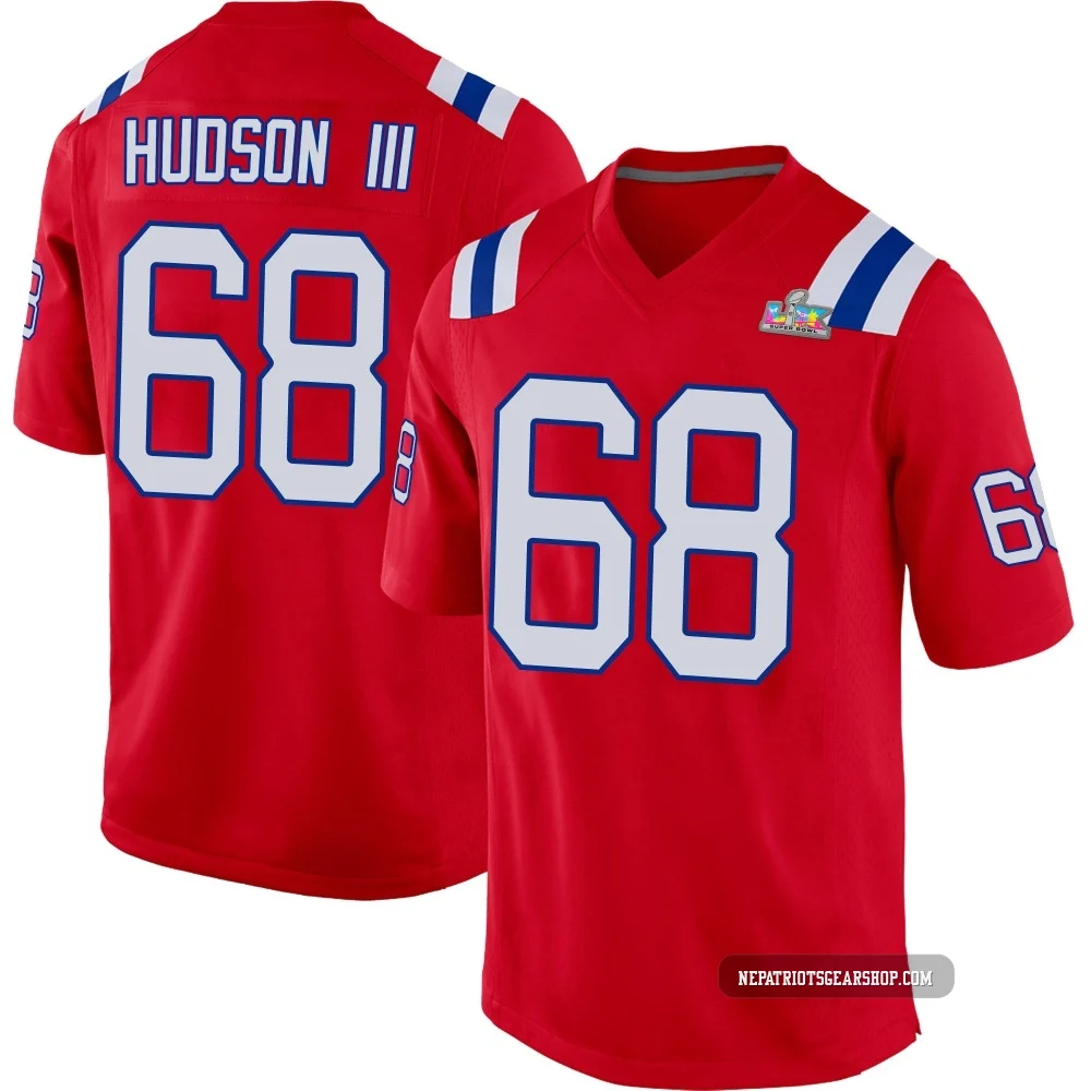 James Hudson III ＃68 New England Patriots Game Alternate Super Bowl LX Patch Jersey - Youth Red