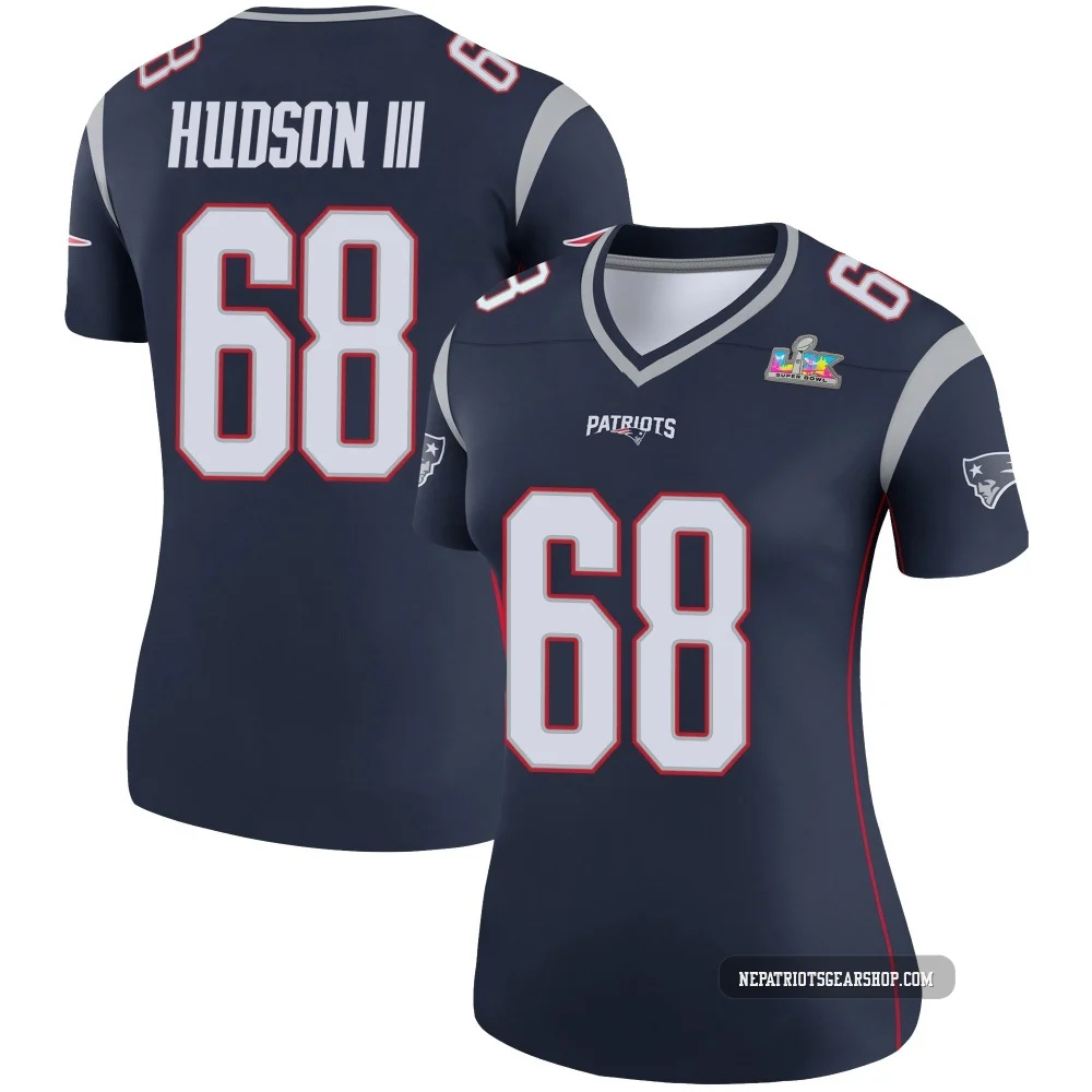 James Hudson III ＃68 New England Patriots Legend Super Bowl LX Patch Jersey - Women's Navy